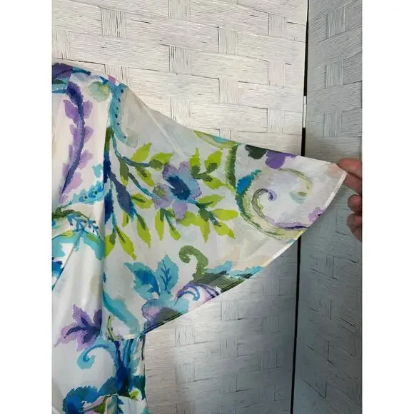 Lauren Ralph Lauren Womens Dress rap flutter sleeve floral chiffon plus size - Picture 3 of 11